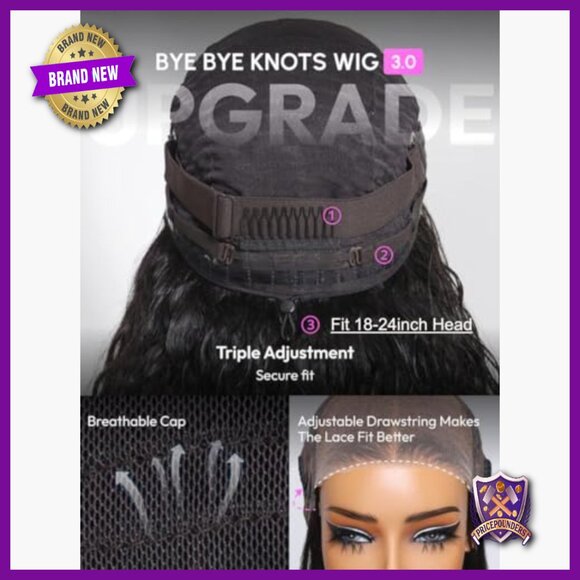 150% Density Human Hair Glueless Wig, 16 Inch Water Wave, Pre Plucked